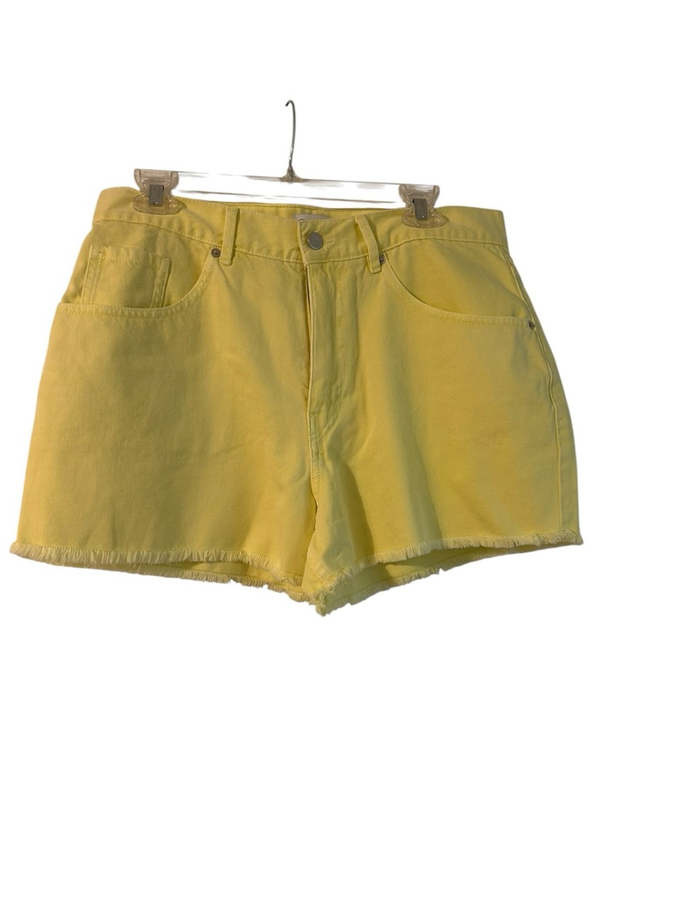 NWT The Drop pale yellow raw hem cotton shorts Size 31